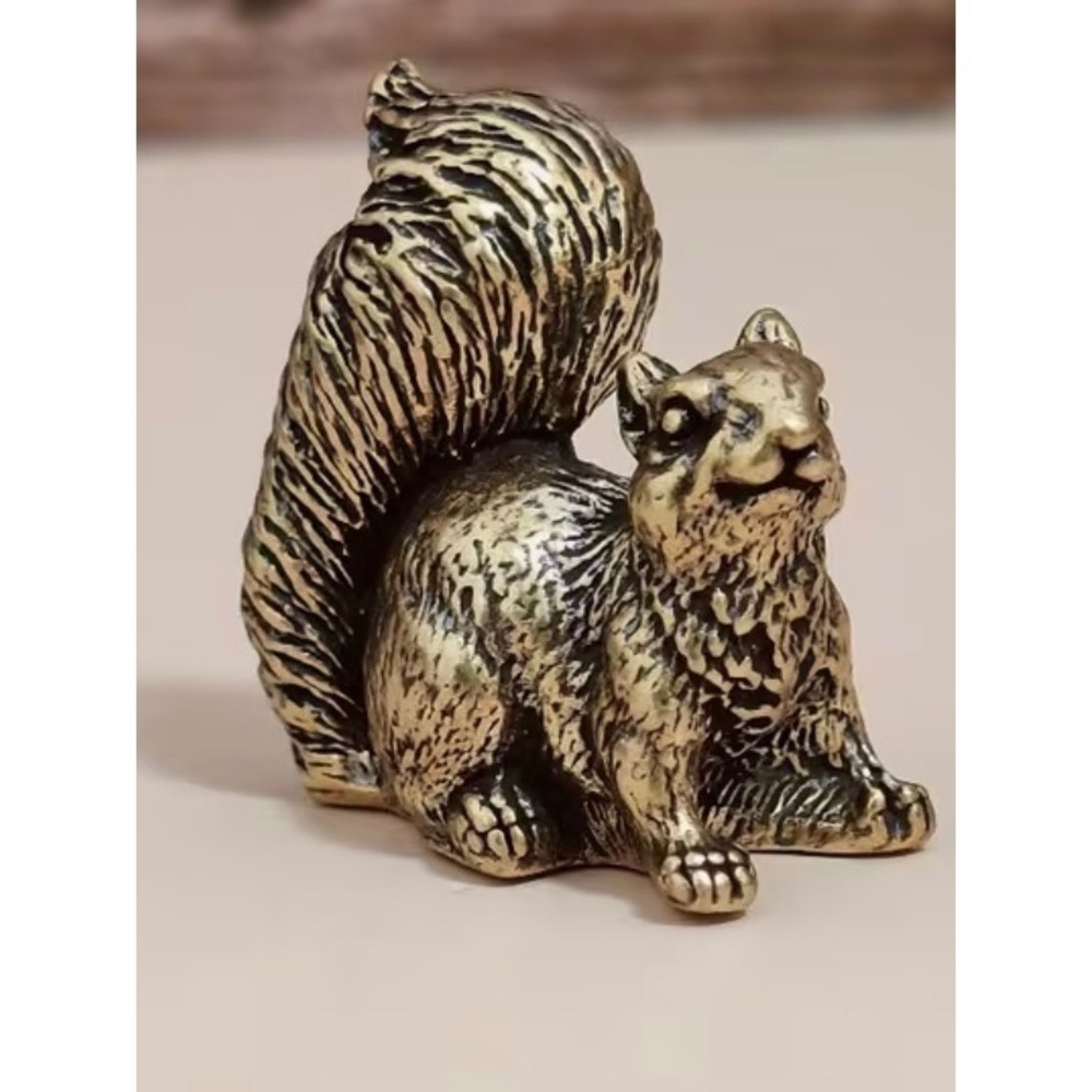 Brass Squirrel Miniature Figurine 1.5" Rustic Woodland Decor New